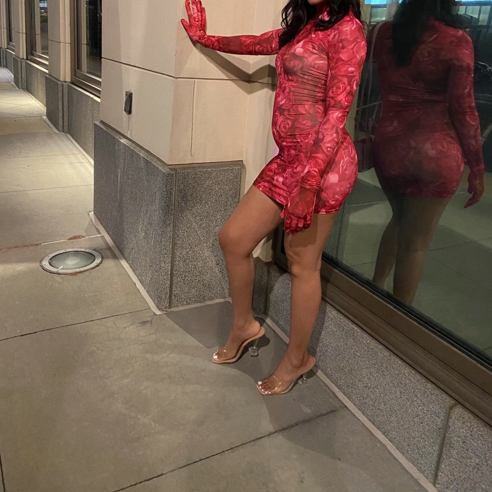 Red and pink dress
